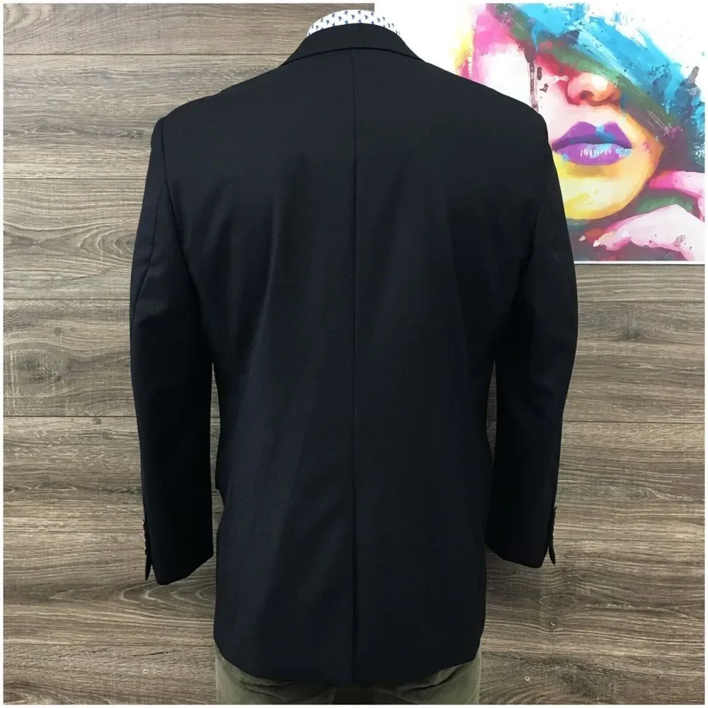 TASSO ELBA Mens Blazer‎ Sport Coat Casual Two Button Jacket Size 44R Wool Suit